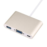 Maroon Hera Tech Accessories <=0.5m 3 IN 1 GOLD PLATED USB 3.1 Type C To VGA