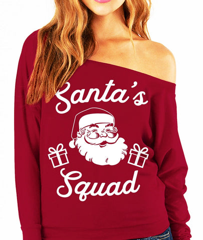 Orange Apollo Women's Clothing SANTA'S SQUAD Christmas Slouchy Sweatshirt - Pick