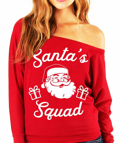 Orange Apollo Women's Clothing SANTA'S SQUAD Christmas Slouchy Sweatshirt - Pick