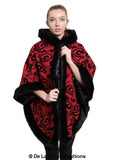 Rose Eleusis Jackets & Coats De La Creme - Women's Tribal Print Fur Lined Hooded Cape