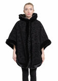 Rose Eleusis Jackets & Coats One Size / Black De La Creme - Women's Tribal Print Fur Lined Hooded Cape