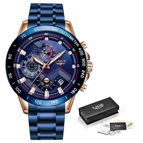 Sacodise.shop.com All blue / SPAIN LIGE 2021 New Fashion Mens Watches with Stainless Steel Top Brand Luxury Sports Chronograph Quartz Watch Men Relogio Masculino