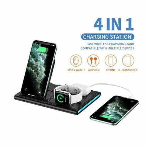Salmon Lucky Tech Accessories BLACK Magnetic Power Tiles 4 In 1 Wireless Charging Station