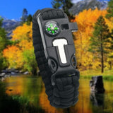 Salmon Lucky Tech Accessories black Paracord Survival Bracelet Compass/Flint/