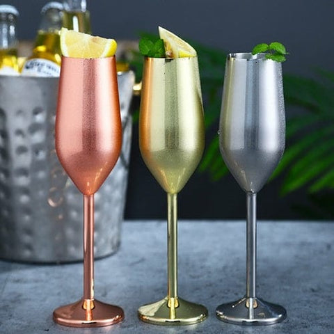 Salmon Lucky Tech Accessories Copperish Champagne Flute Pair Happiest Hours Cocktail Glasses Let The Party Begin