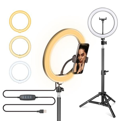 Teal Simba Tech Accessories 10-inch Ring Light with PTZ Clip Floor Lamp Stand Set