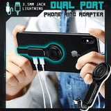 Teal Simba Tech Accessories Dual Port Phone Ring Holder Adapter for Lightning Jack Adapter