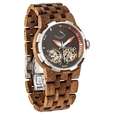 Violet Millie Watches Men's Dual Wheel Automatic Walnut Wood Watch - For High End Watch