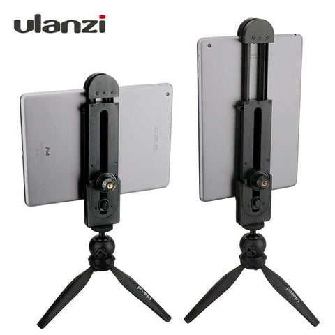White Sooty Audio & Video Black 5-12'' Tablet Mount Tripod Stand, Tabletop Pad