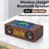 Yellow Pandora Mobile & Laptop Accessories Wooden Retro Theme Wireless Charger Bluetooth Speaker Alarm Clock