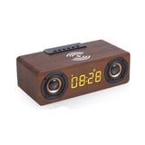 Yellow Pandora Mobile & Laptop Accessories Wooden Retro Theme Wireless Charger Bluetooth Speaker Alarm Clock